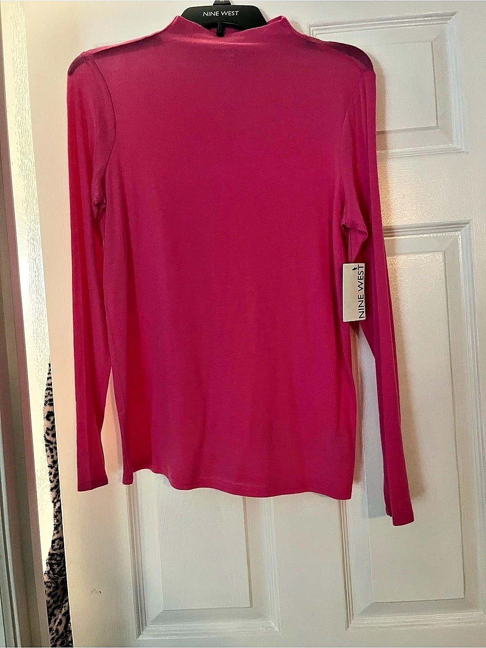 Nine West Long Sleeve Mock Neck Top in Pink Medium